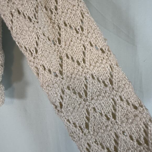 VTG 2005 Y2K The Limited White Crochet Tie Front Cardigan MEDIUM Cream Whimsy - Picture 8 of 13